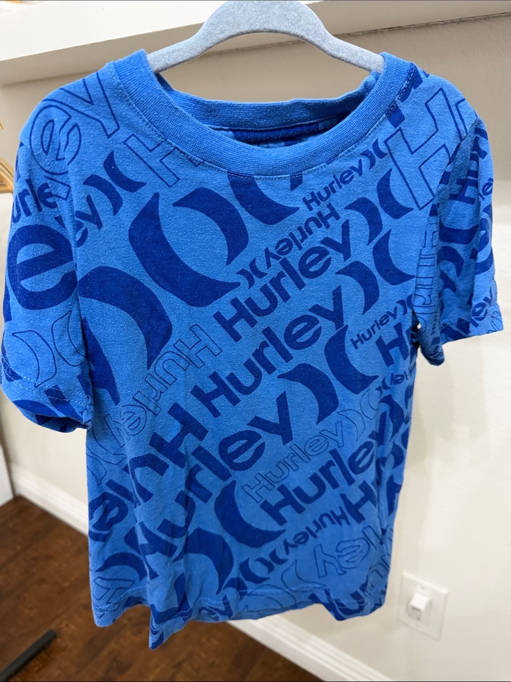 Hurley Blue Allover Logo Tee for Kids